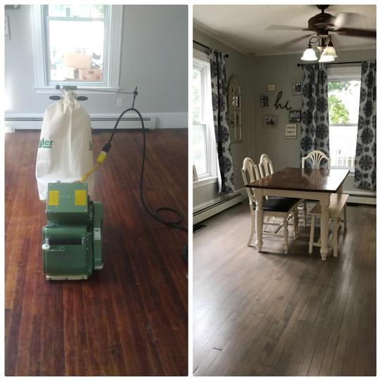 Before and after, maple with gray stain