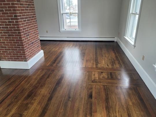 Heart pine with dark walnut stain