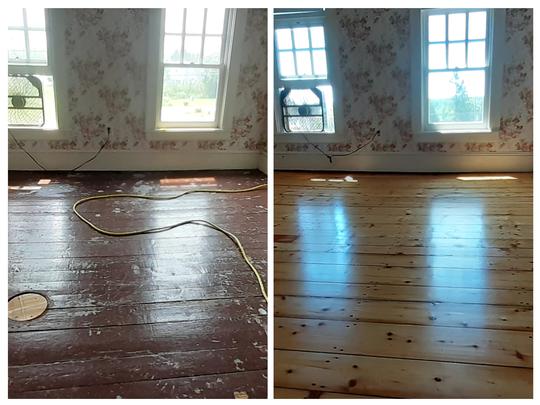 Painted pine floor to natural