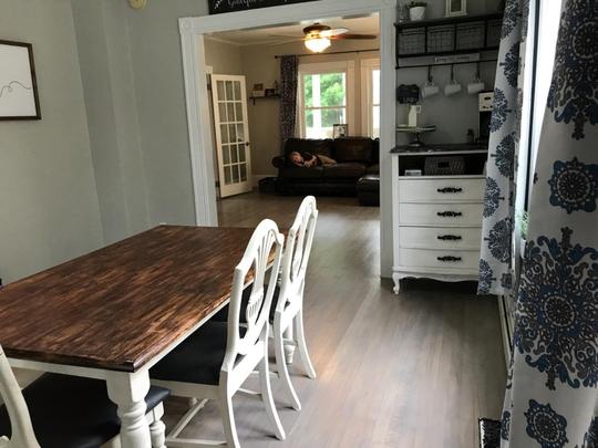 Maple floor stained in gray